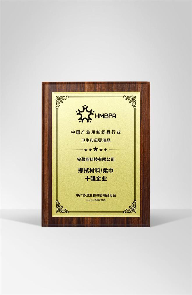 中国柔巾行业十强企业j9国际安慕斯荣获